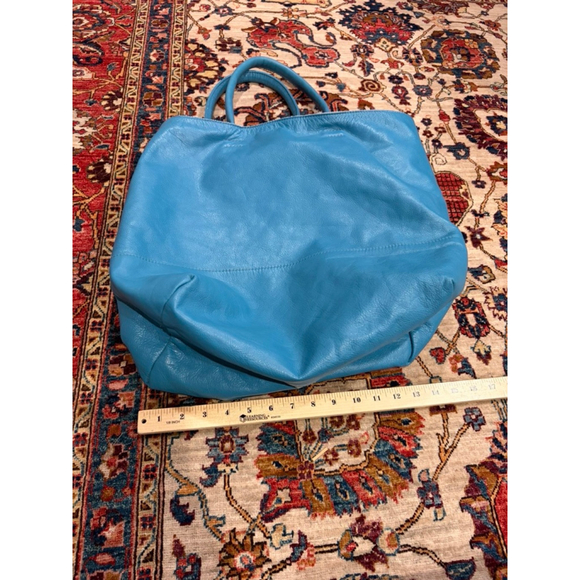 Newbark Blue Pebbled Leather Large Tote Bag Shoulder Carry Minimalist - Picture 5 of 9